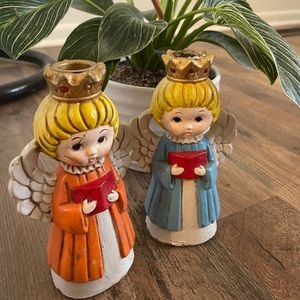 Vintage 1970’s caroling Angels candle holders